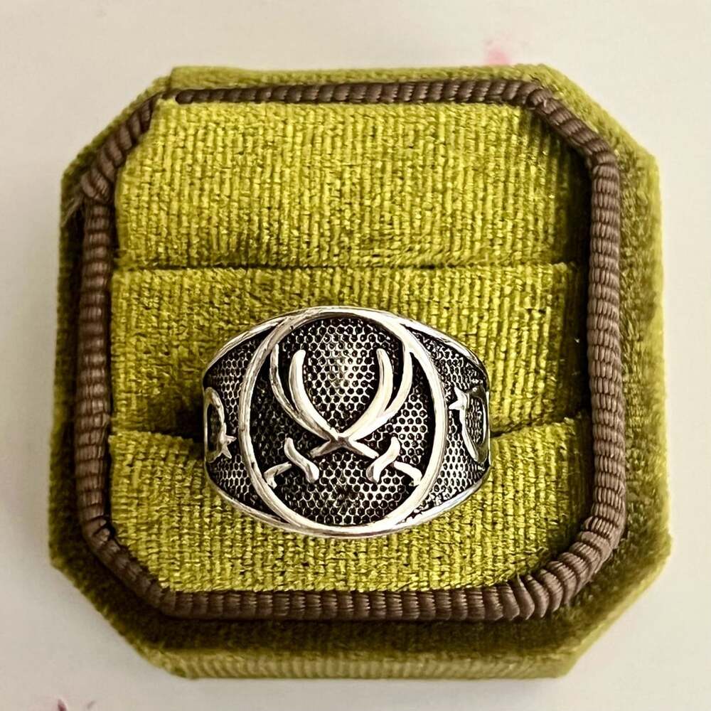 Zulfiqar Sword Titanium Steel Silver Men's Adjustable Size Ring 9-14